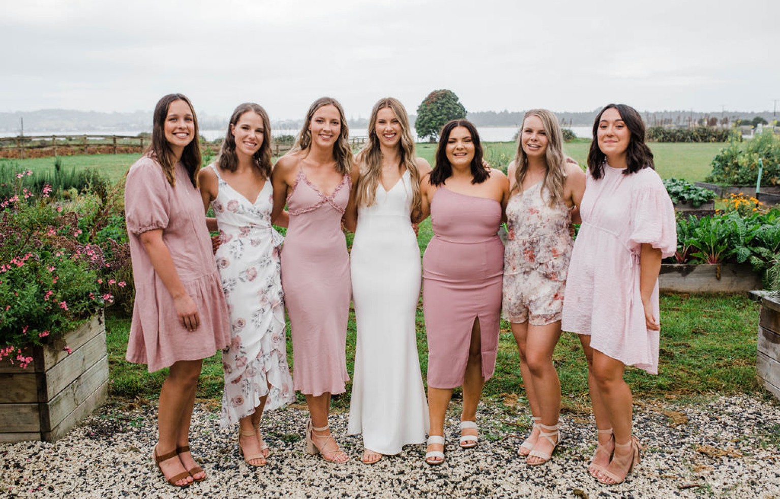 Bride and bridal party at The Farmers Daughter