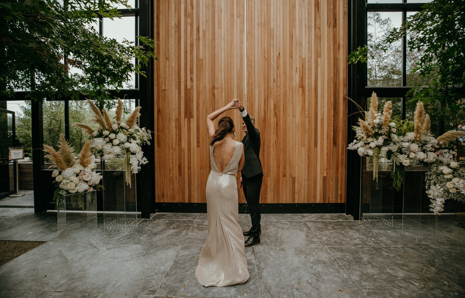 Wedding couple at Glasshouse