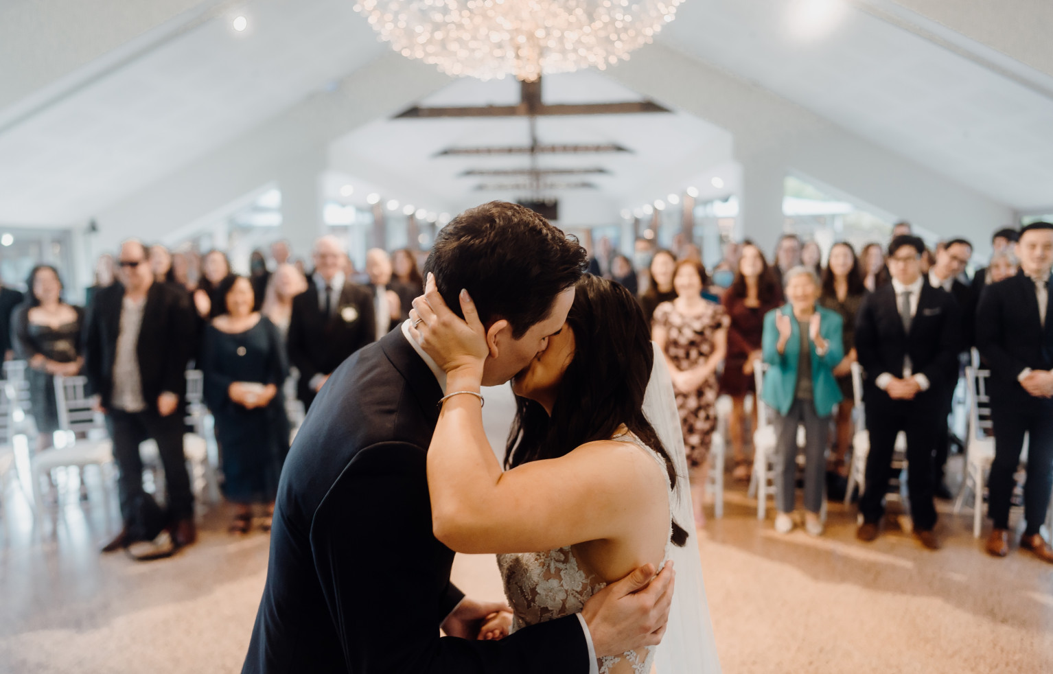 Wedding kiss at Markovina Estate