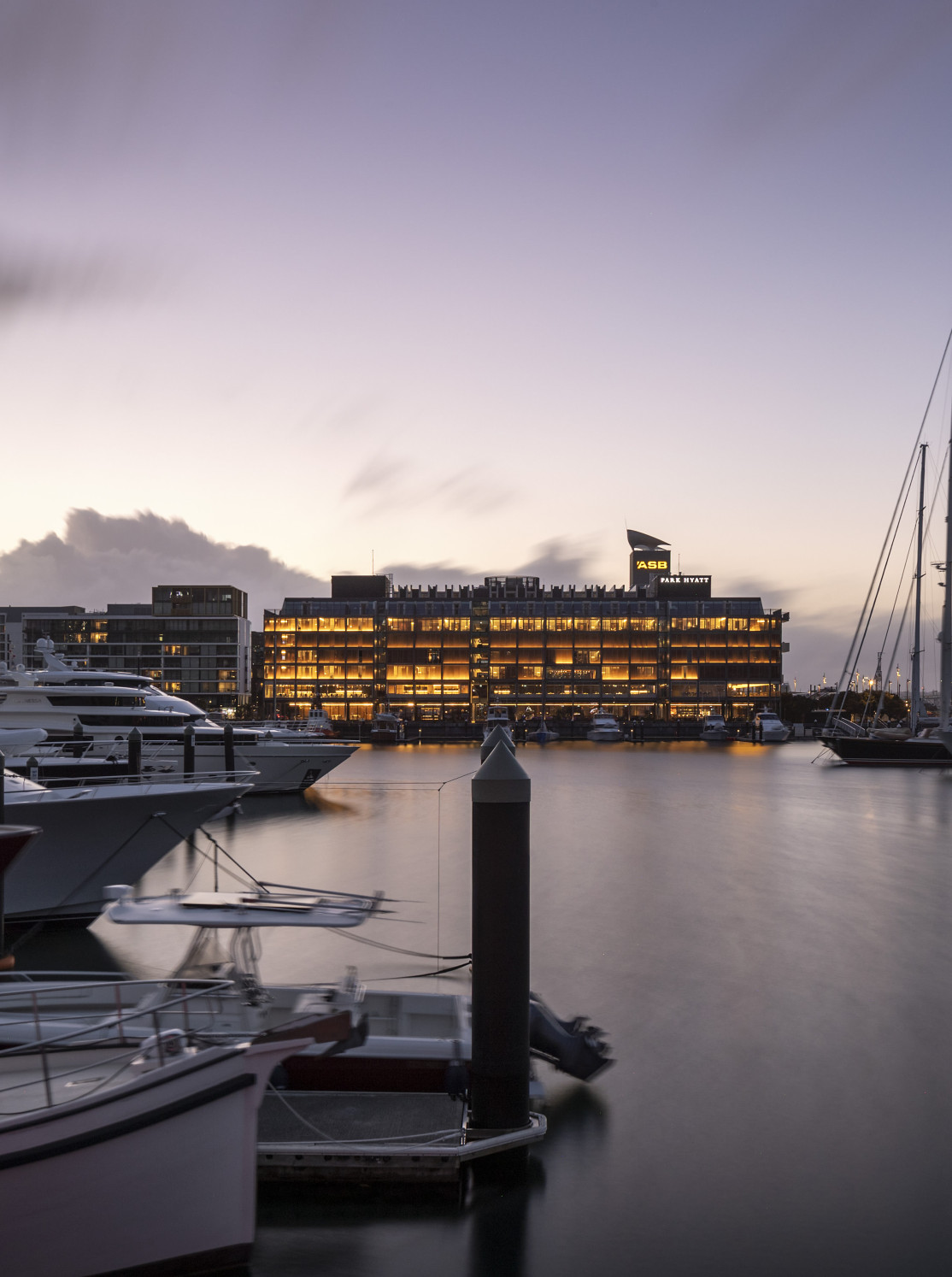 Yacht in the harbour at Park Hyatt Auckland