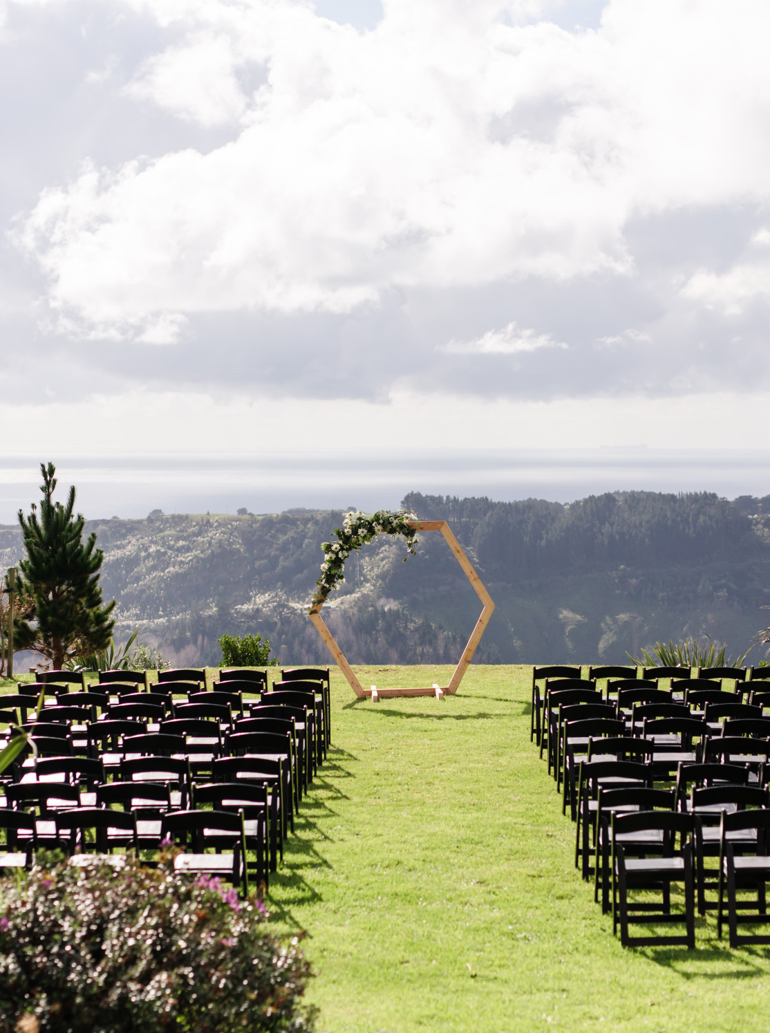 Ceremony setting overlooking Pakiri Beach