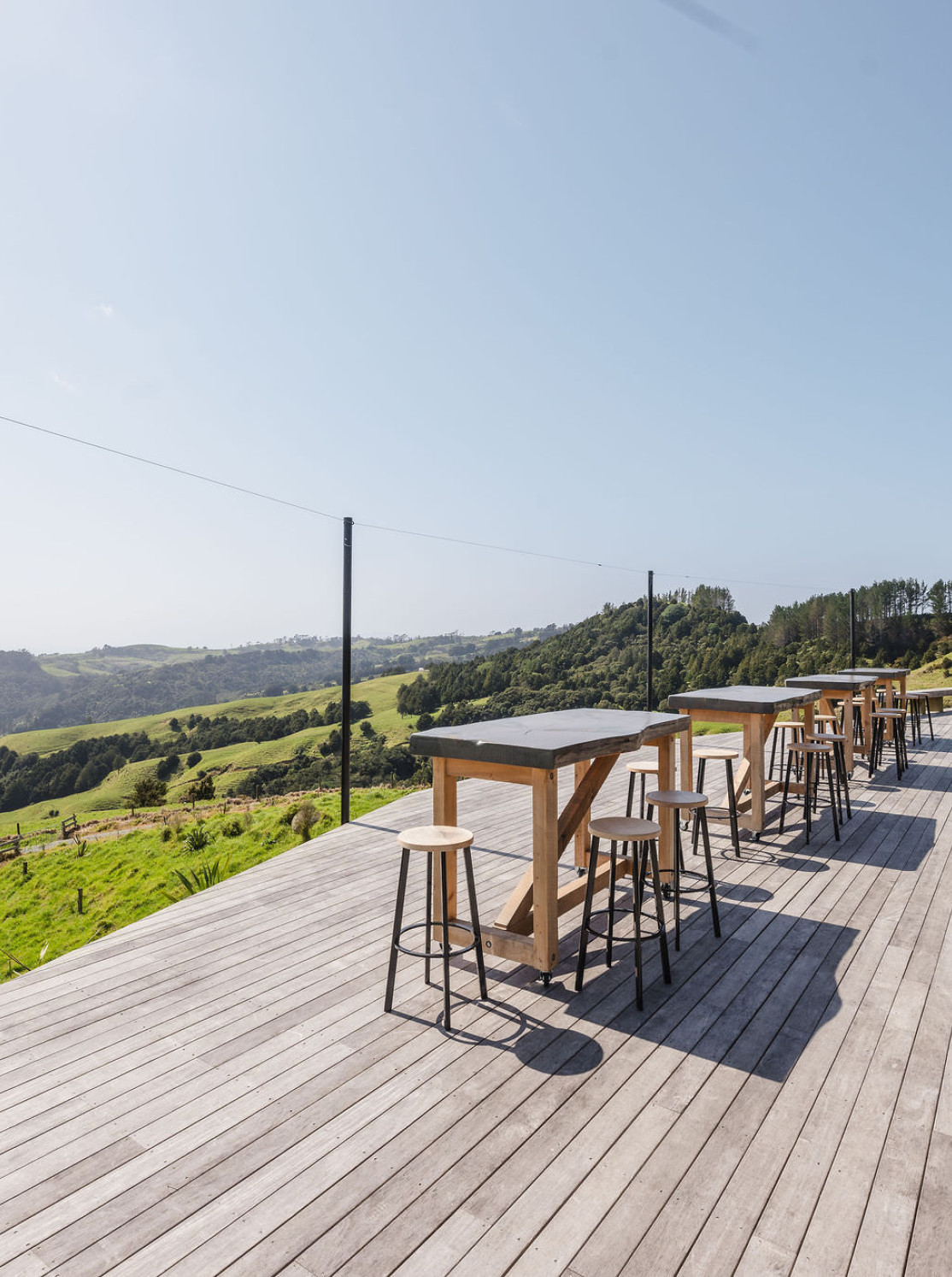 Deck with bar leaners at Vanderosa Farms